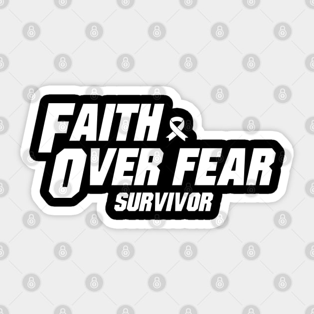 lung cancer Awareness white ribbon faith over fear survivor Sticker by Shaderepublic